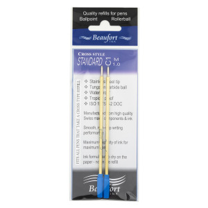 Cross style ink refills by Beaufort Ink blue - 2 pack
