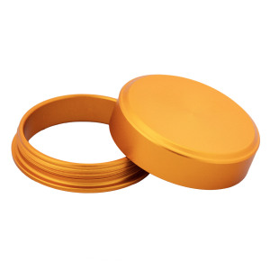 Threaded gold aluminum lid with ring for vessels, jars or urns - 46.5 mm set