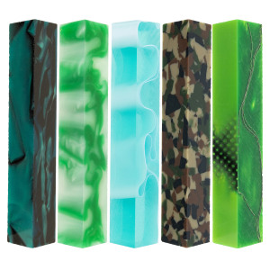 5-piece acrylic pen blank sampler bundle - green