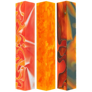 3-piece acrylic pen blank sampler bundle - orange