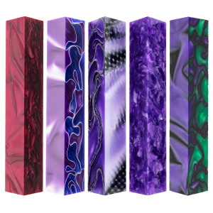 5-piece acrylic pen blank sampler bundle - purple