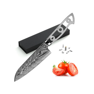 AUS-10 Japanese Damascus Katsura Santoku culinary blade - 5-1/4