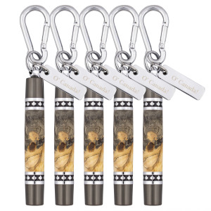 Five-pack O Canada maple leaf key ring kits chrome & gun metal