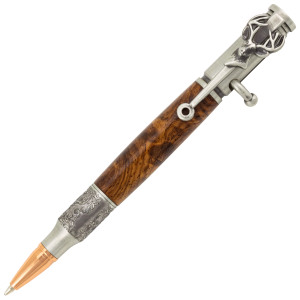Bolt action pen kit deer head antique pewter