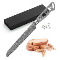 AUS-10 Japanese Damascus Katsura bread knife blade - 8"