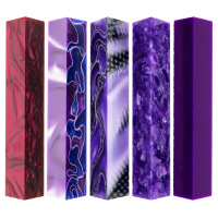 5-piece acrylic pen blank sampler bundle - purple