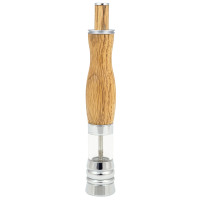 One hand push pepper mill grinder kit - stainless steel with clear reservoir