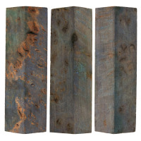 3-pack Stabilized maple burl pen blank shorts electric blue - product of Canada