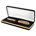 Black velvet pen box with gold trim
