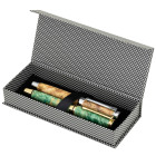 Cardboard pen box with black weave pattern