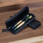 Woven black leatherette pen pouch