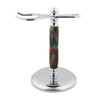 Deluxe razor and brush stand kit chrome