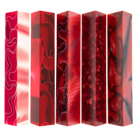 5-piece acrylic pen blank sampler bundle - red