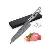 AUS-10 Japanese Damascus Katsura Kiritsuke culinary blade - 8"