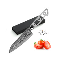 AUS-10 Japanese Damascus Katsura Santoku culinary blade - 5-1/4"