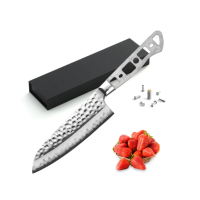 AUS-10 Japanese hammered Katsura Santoku culinary blade kit - 5-1/2"