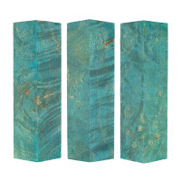 3-pack Stabilized maple burl pen blank shorts brilliant blue - product of Canada